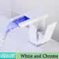 Bathroom Hydropower LED Waterfall Faucet Sink Basin Mixer Deck Mounted Solid Brass Water Power Basin Tap Luminous Washbasin Tap