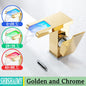 Bathroom Hydropower LED Waterfall Faucet Sink Basin Mixer Deck Mounted Solid Brass Water Power Basin Tap Luminous Washbasin Tap