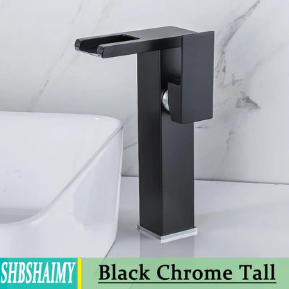 Bathroom Hydropower LED Waterfall Faucet Sink Basin Mixer Deck Mounted Solid Brass Water Power Basin Tap Luminous Washbasin Tap