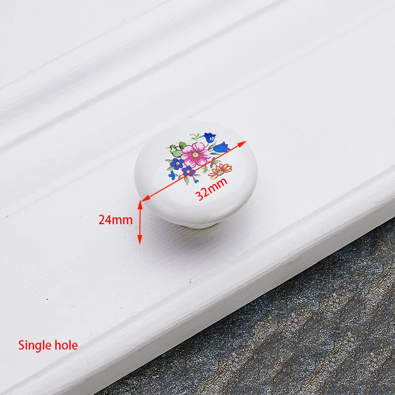 KAK Antique Bronze Ceramic Cabinet Handles Zinc Alloy Drawer Knobs Wardrobe Door Handles Morning Glory European Furniture Handle
