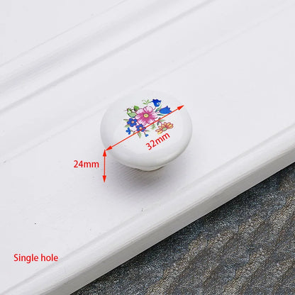 KAK Antique Bronze Ceramic Cabinet Handles Zinc Alloy Drawer Knobs Wardrobe Door Handles Morning Glory European Furniture Handle