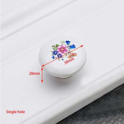 KAK Antique Bronze Ceramic Cabinet Handles Zinc Alloy Drawer Knobs Wardrobe Door Handles Morning Glory European Furniture Handle
