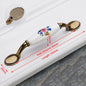 KAK Antique Bronze Ceramic Cabinet Handles Zinc Alloy Drawer Knobs Wardrobe Door Handles Morning Glory European Furniture Handle