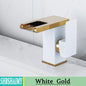 Bathroom Hydropower LED Waterfall Faucet Sink Basin Mixer Deck Mounted Solid Brass Water Power Basin Tap Luminous Washbasin Tap