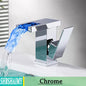 Bathroom Hydropower LED Waterfall Faucet Sink Basin Mixer Deck Mounted Solid Brass Water Power Basin Tap Luminous Washbasin Tap