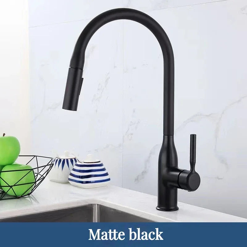 GEGVE Removable Kitchen Sink Faucet Spring Faucets Pull Out Spout Mixer Tap Hot Cold Water with Pull Down Tap Sprayer Cooking