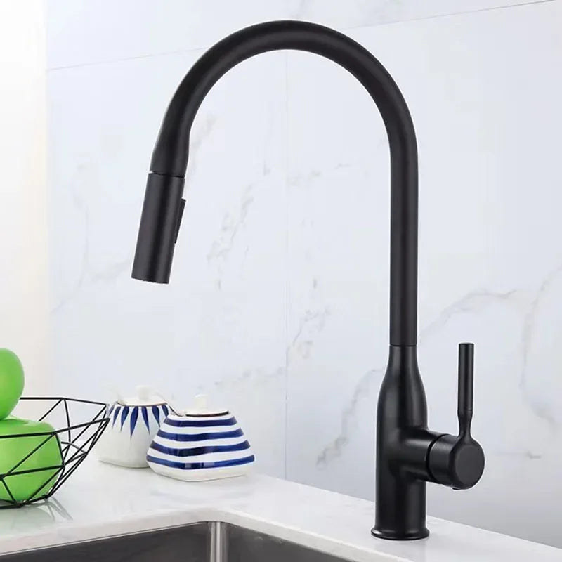 GEGVE Removable Kitchen Sink Faucet Spring Faucets Pull Out Spout Mixer Tap Hot Cold Water with Pull Down Tap Sprayer Cooking