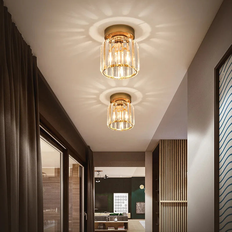 Nordic Modern K9 Crystal Ceiling Light Indoor Aisle Corridor Ceiling Lamp Hallway Stairs Bedroom Dining Room Ceiling Fixtures