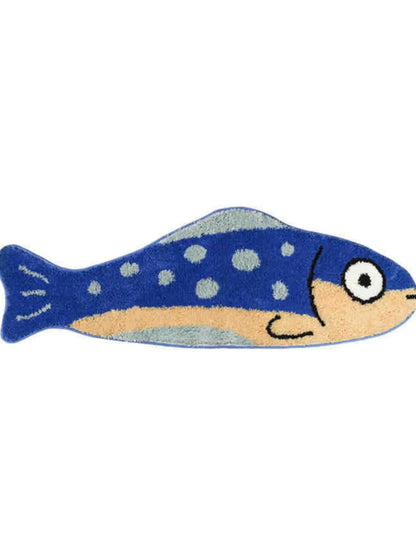 VIKAMA  Salted Fish Shape Creative Carpet Imitation Cashmere Carpet Bedroom Bedside Rugs Waterproof Non-Slip Bathroom Floor Mat