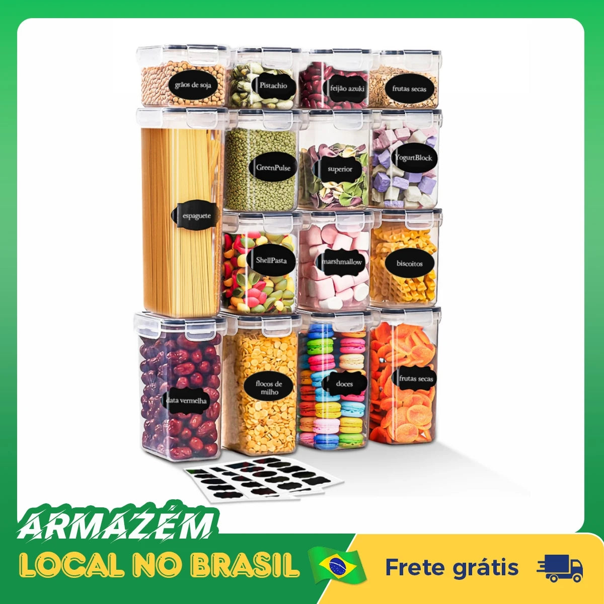 Conjunto de 200/1400/2000/12800 ml: 15 potes