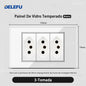DELEFU 4*2 White Tempered Glass Brazil Standard Outlet with Double USB Type C Wall Power Socket  Switch Tuya Wifi 10A 20A