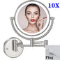 10X Magnifying LED Makeup Mirror Touch on Dual Arm Extend Wall Mounted Bathroom Mirror Double Sided Vanity Mirror for Bathroom