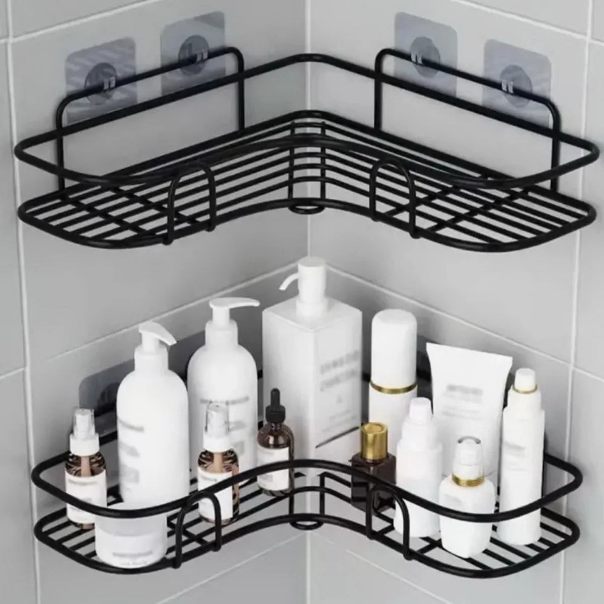 Prateleira de banheiro, rack de chuveiro, cozinha de banheiro, rack de armazenamento triangular sem perfuração, prateleira de chuveiro, suporte de rack de armazenamento de shampoo