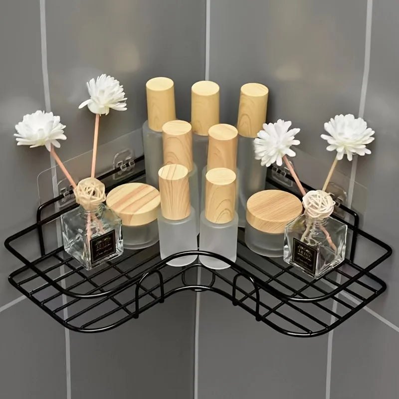Prateleira de banheiro, rack de chuveiro, cozinha de banheiro, rack de armazenamento triangular sem perfuração, prateleira de chuveiro, suporte de rack de armazenamento de shampoo