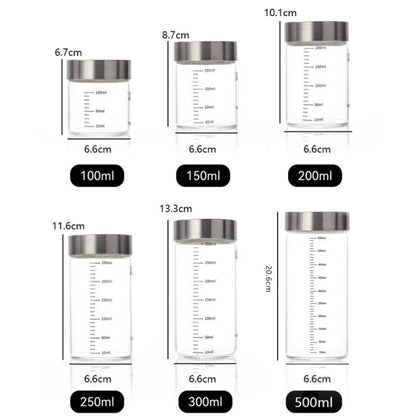 Pote de Vidro Hermético com Escala 100-500ml — Alta Borossilicato