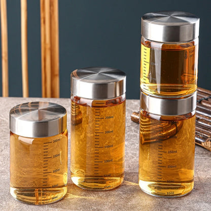 Pote de Vidro Hermético com Escala 100-500ml — Alta Borossilicato
