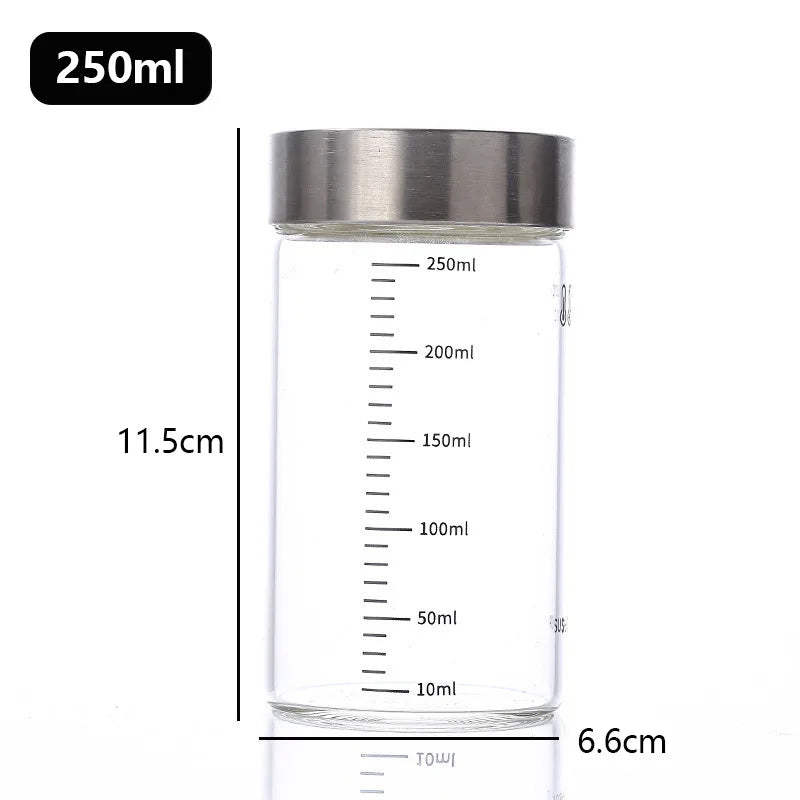 Pote de Vidro Hermético com Escala 100-500ml — Alta Borossilicato