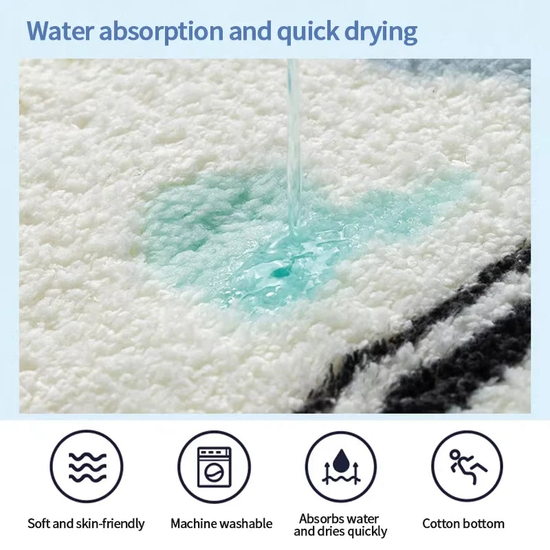 VIKAMA  Salted Fish Shape Creative Carpet Imitation Cashmere Carpet Bedroom Bedside Rugs Waterproof Non-Slip Bathroom Floor Mat