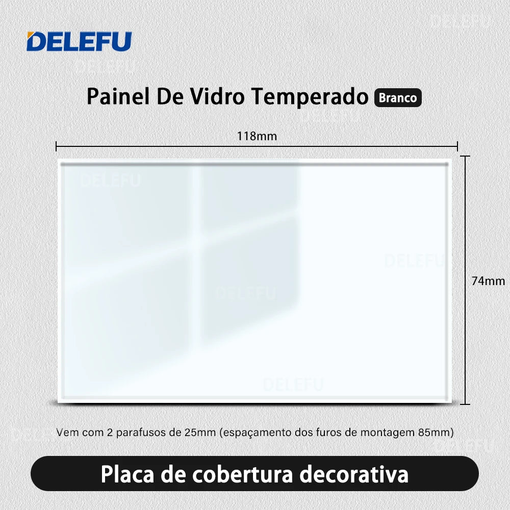 DELEFU 4*2 White Tempered Glass Brazil Standard Outlet with Double USB Type C Wall Power Socket  Switch Tuya Wifi 10A 20A