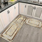 Spring Summer Kitchen Decor Mat Set, Marble Style Gold Plated Printed Floor Mats for Home & Laundry Room Entrance Doorway