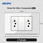 DELEFU 4*2 White Tempered Glass Brazil Standard Outlet with Double USB Type C Wall Power Socket  Switch Tuya Wifi 10A 20A