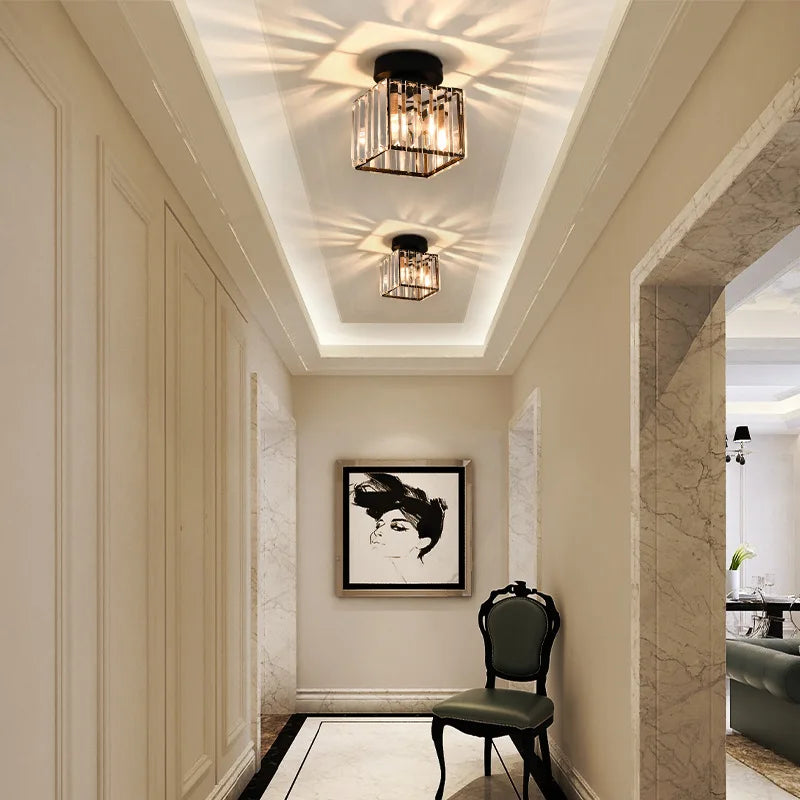 Nordic Modern K9 Crystal Ceiling Light Indoor Aisle Corridor Ceiling Lamp Hallway Stairs Bedroom Dining Room Ceiling Fixtures
