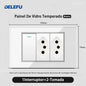 DELEFU 4*2 White Tempered Glass Brazil Standard Outlet with Double USB Type C Wall Power Socket  Switch Tuya Wifi 10A 20A