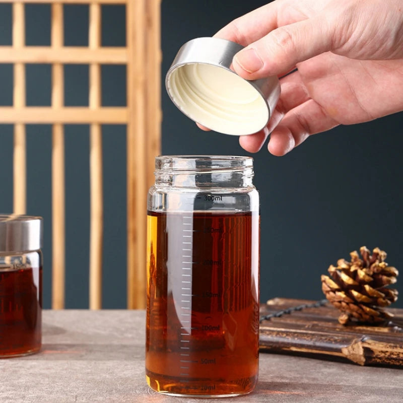 Pote de Vidro Hermético com Escala 100-500ml — Alta Borossilicato