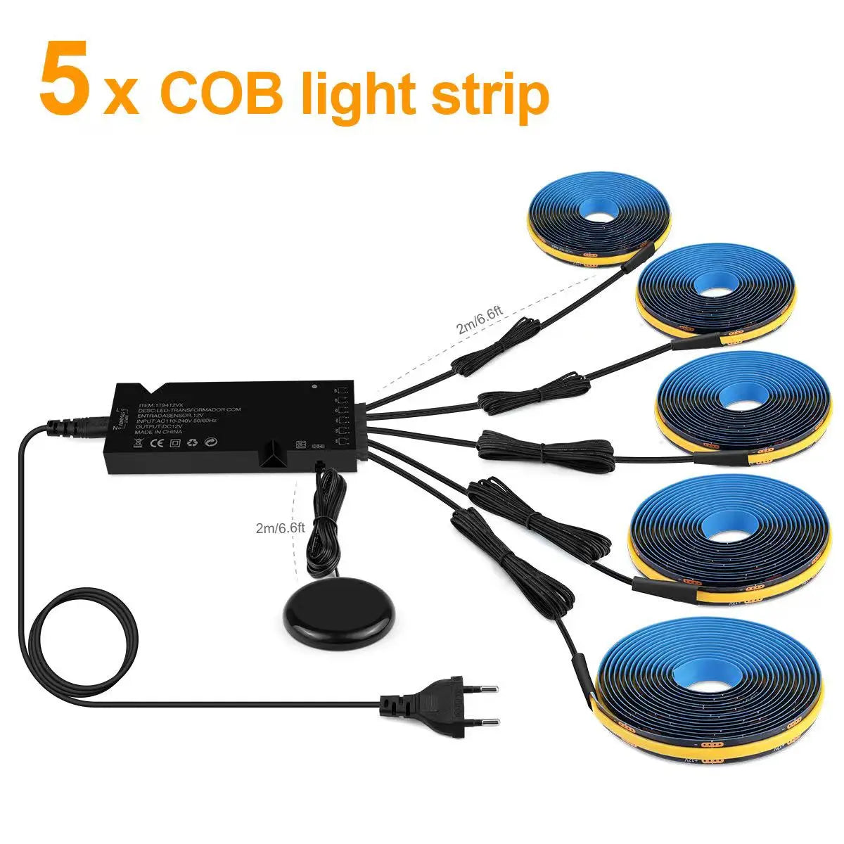 Smart Penetrable Wood COB LED Strip Touch Sensor Light 1-6 PCS 1-3m Black PCB Embedded Cabinet TV Wall Backlight Parallel Lights