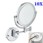 10X Magnifying LED Makeup Mirror Touch on Dual Arm Extend Wall Mounted Bathroom Mirror Double Sided Vanity Mirror for Bathroom