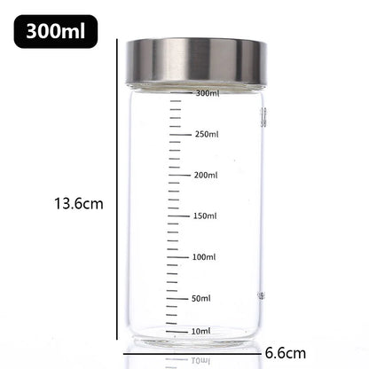 Pote de Vidro Hermético com Escala 100-500ml — Alta Borossilicato