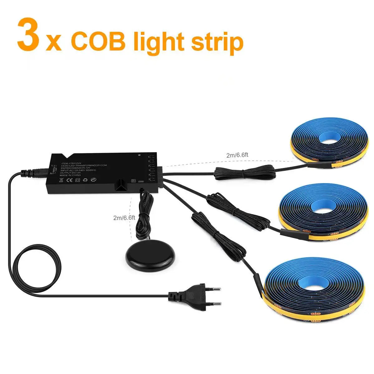 Smart Penetrable Wood COB LED Strip Touch Sensor Light 1-6 PCS 1-3m Black PCB Embedded Cabinet TV Wall Backlight Parallel Lights