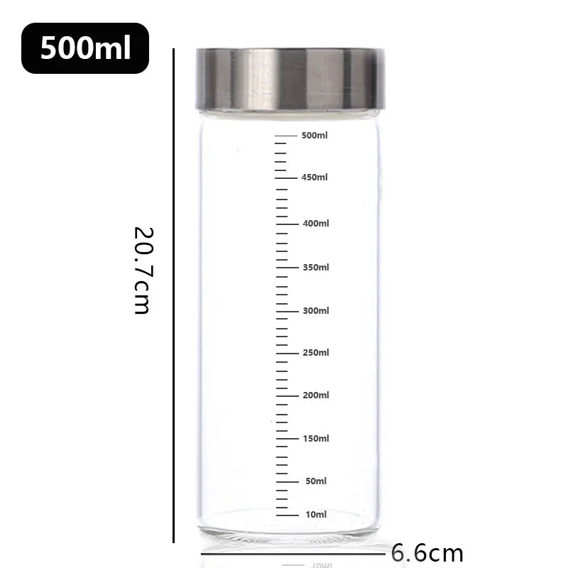 Pote de Vidro Hermético com Escala 100-500ml — Alta Borossilicato