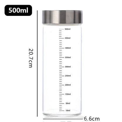 Pote de Vidro Hermético com Escala 100-500ml — Alta Borossilicato
