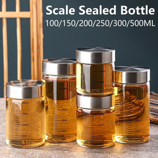 Pote de Vidro Hermético com Escala 100-500ml — Alta Borossilicato