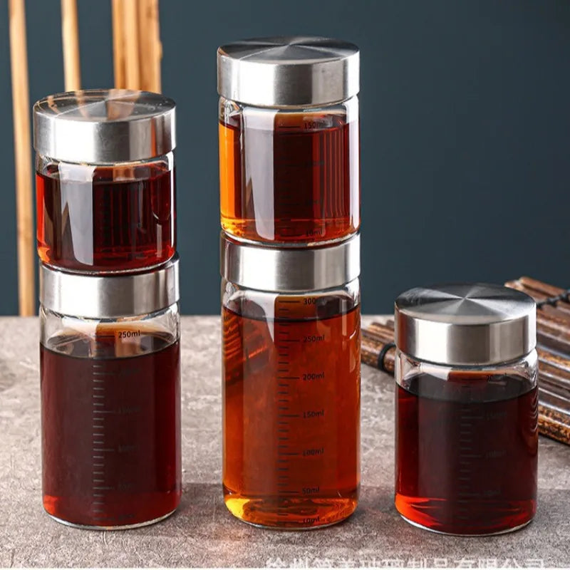 Pote de Vidro Hermético com Escala 100-500ml — Alta Borossilicato