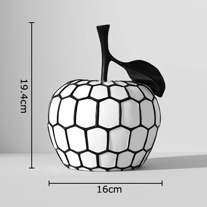 Black and White Stripe Apple Pineapple Statue Desk Decoration Ornaments Minimalism Fruits Resin Sculpture Room Aesthetics Decor