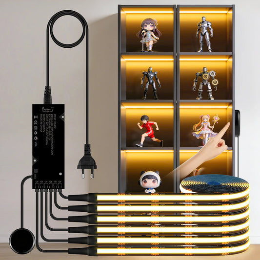 Smart Penetrable Wood COB LED Strip Touch Sensor Light 1-6 PCS 1-3m Black PCB Embedded Cabinet TV Wall Backlight Parallel Lights