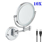 10X Magnifying LED Makeup Mirror Touch on Dual Arm Extend Wall Mounted Bathroom Mirror Double Sided Vanity Mirror for Bathroom