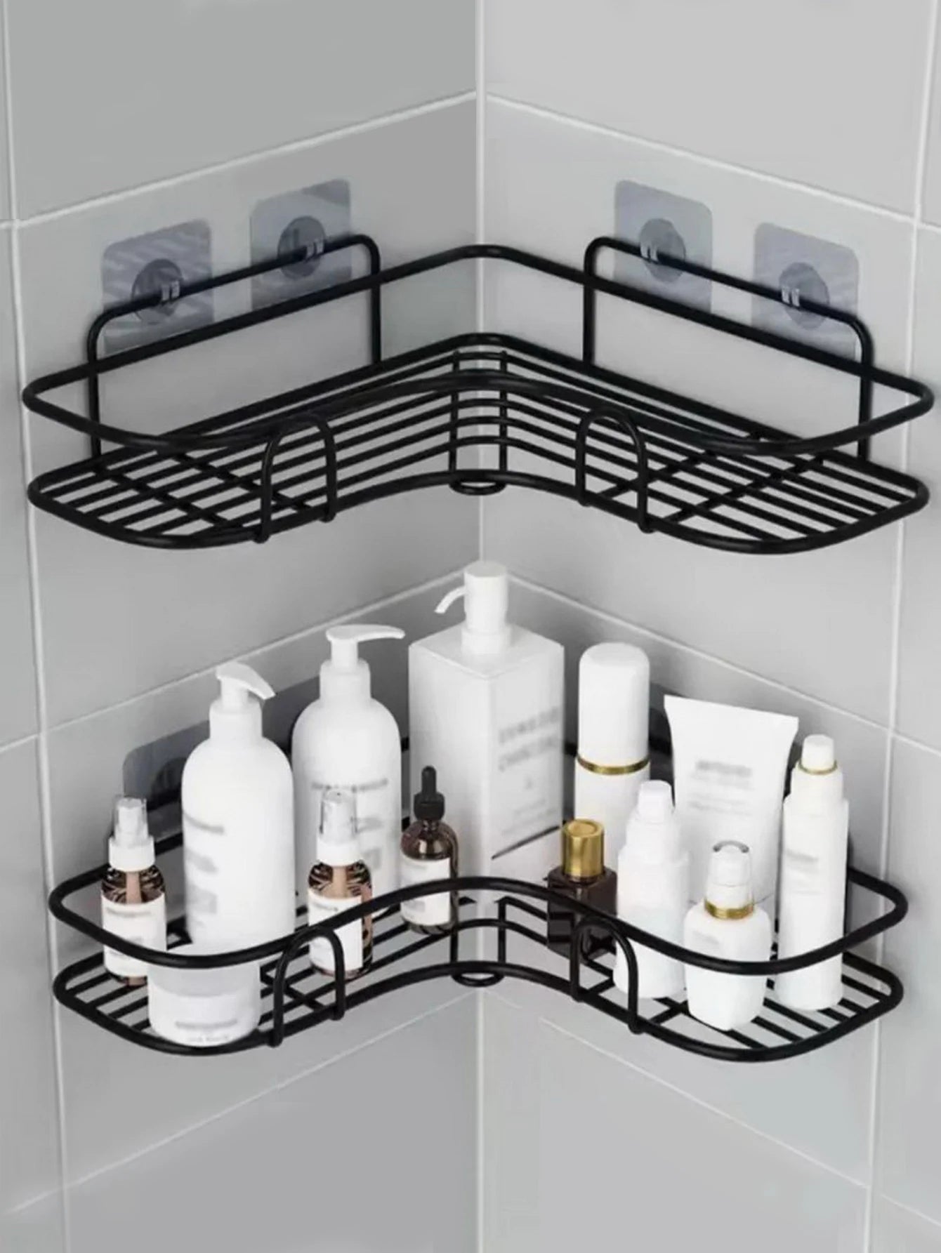 Prateleira de banheiro, rack de chuveiro, cozinha de banheiro, rack de armazenamento triangular sem perfuração, prateleira de chuveiro, suporte de rack de armazenamento de shampoo