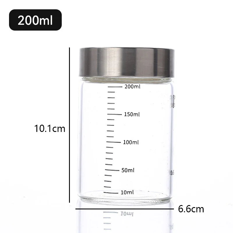 Pote de Vidro Hermético com Escala 100-500ml — Alta Borossilicato