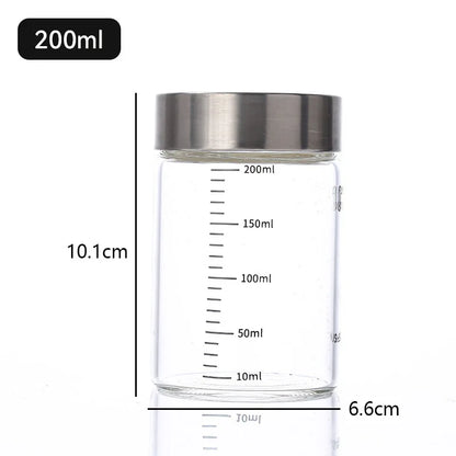 Pote de Vidro Hermético com Escala 100-500ml — Alta Borossilicato