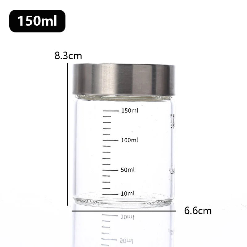 Pote de Vidro Hermético com Escala 100-500ml — Alta Borossilicato