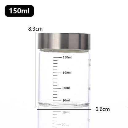 Pote de Vidro Hermético com Escala 100-500ml — Alta Borossilicato
