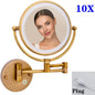 10X Magnifying LED Makeup Mirror Touch on Dual Arm Extend Wall Mounted Bathroom Mirror Double Sided Vanity Mirror for Bathroom