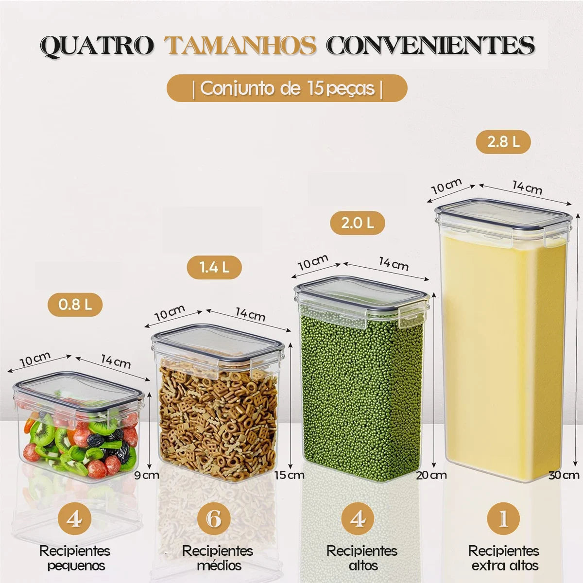 Conjunto de 200/1400/2000/12800 ml: 15 potes