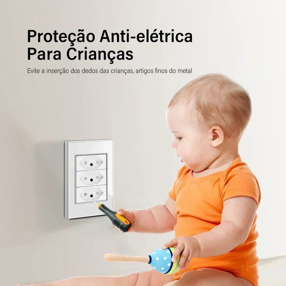 DELEFU 4*2 White Tempered Glass Brazil Standard Outlet with Double USB Type C Wall Power Socket  Switch Tuya Wifi 10A 20A