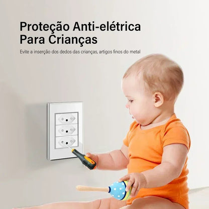 DELEFU 4*2 White Tempered Glass Brazil Standard Outlet with Double USB Type C Wall Power Socket  Switch Tuya Wifi 10A 20A